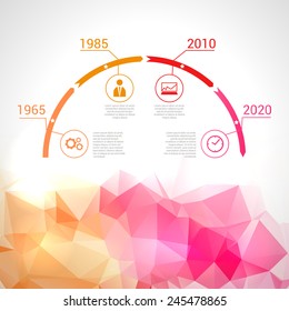 Triangular Timeline Infographic. Vector design template. 