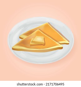 Triangular toast with butter vector