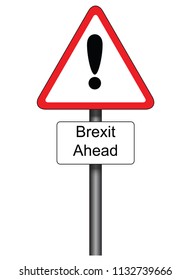 Triangular trafffic warning sign with Brexit Ahead warning