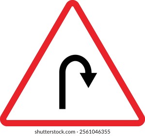 Triangular Traffic road sign board icon. Indicator and warning sign in addition to the hexagonal stop vector collection isolated on transparent background. Inform complicated Turning symbol.