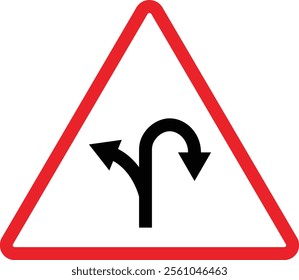 Triangular Traffic road sign board icon. Indicator and warning sign in addition to the hexagonal stop vector collection isolated on transparent background. Inform complicated Turning symbol.