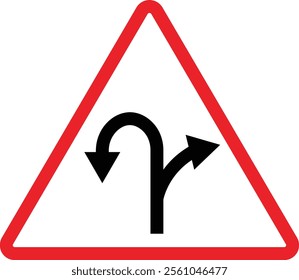 Triangular Traffic road sign board icon. Indicator and warning sign in addition to the hexagonal stop vector collection isolated on transparent background. Inform complicated Turning symbol.