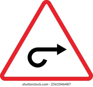 Triangular Traffic road sign board icon. Indicator and warning sign in addition to the hexagonal stop vector collection isolated on transparent background. Inform complicated Turning symbol.