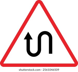 Triangular Traffic road sign board icon. Indicator and warning sign in addition to the hexagonal stop vector collection isolated on transparent background. Inform complicated Turning symbol.