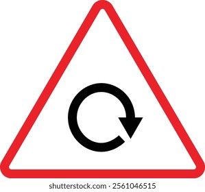 Triangular Traffic road sign board icon. Indicator and warning sign in addition to the hexagonal stop vector collection isolated on transparent background. Inform complicated Turning symbol.