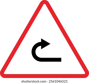 Triangular Traffic road sign board icon. Indicator and warning sign in addition to the hexagonal stop vector collection isolated on transparent background. Inform complicated Turning symbol.