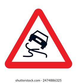 Señal de tráfico triangular, coche que se desliza, perder el control