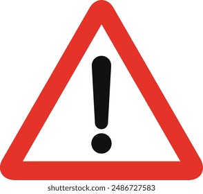 Triangular traffic signal in white and red, isolated on white background. Other warnings