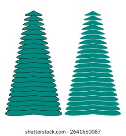 Triangular tree shapes. Abstract nature forms. Geometric forest elements. Stylized green Vector.