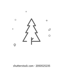 Triangular Tree Simple Vector Line Icon. Christmas Tree Sign Isolated On White Background. Editable Stroke. Adjust Line Weight.