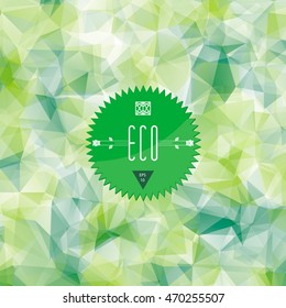 Triangular trendy art background. Wallpaper design, flyer, cover, booklet and report layout template with green polygonal background. Vector illustration EPS10.