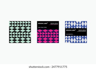Triangular and Triangle Shapes and Designs Green Purple and Blue Colors Geometric Cover Brochure Cover Profile Cover Social Media 