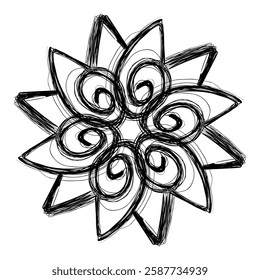 triangular tribal image in the shape of a triangle with a circle