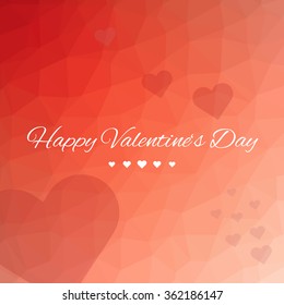 Triangular Valentine's day card with hearts