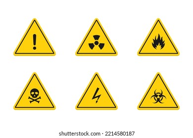 Triangular warning and danger signs set