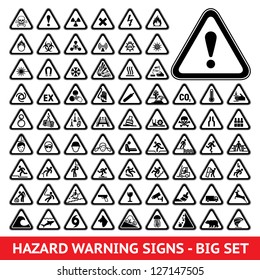 Triangular Warning Hazard  Symbols. Big Set