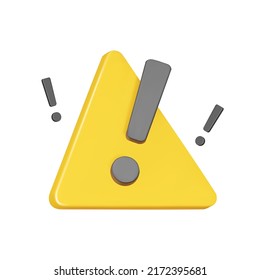 triangular warning sign 3d icon. Isolated object on a transparent background