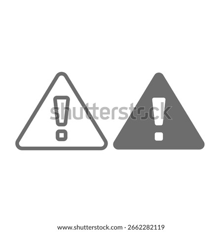 Triangular warning sign with exclamation point. Beware, attention and error massage symbol. Editable line.