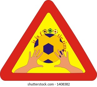 triangular warning sign - football games in progress