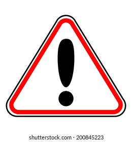 Triangular warning sign over white background.