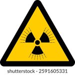  triangular warning sign, radiation hazard symbol, rays emanating, radioactive danger