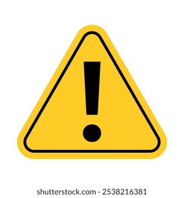 Triangular warning sign in yellow colour. Warning, precaution, attention, alert icon. Warning sign. Exclamation mark.