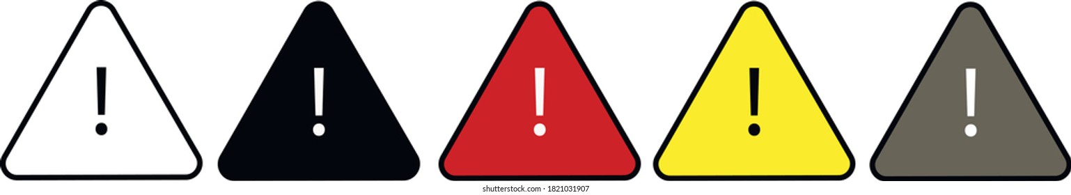 Triangular warning symbol set. Vector