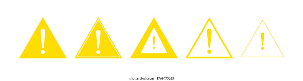 Triangular warning symbols with Exclamation mark. Vector