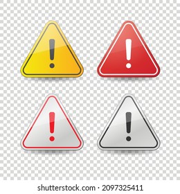 Triangular warning symbols with Exclamation mark. - Vector.