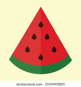 a triangular watermelon slice illustration on cream color background