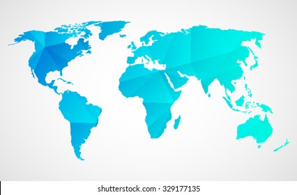 Triangular world map design, geometric style. Vector eps 10