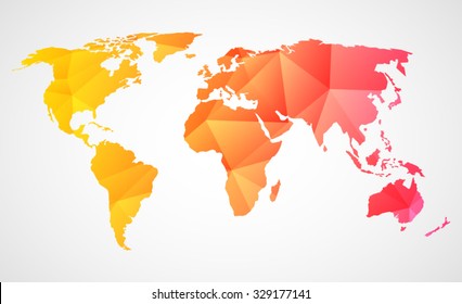 Triangular world map design, geometric style. Vector eps 10