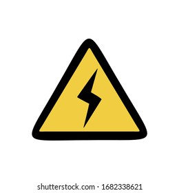 Triangular yellow and black electricity warning logo