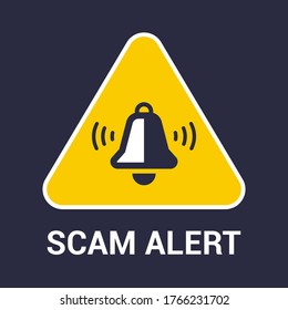 triangular yellow fraud warning sign. safe use of the internet. flat vector illustration.