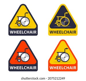 triangular yellow sign wheelchair. flat vector illustration