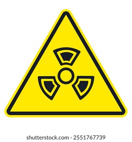 Señal de advertencia amarilla triangular "cuidado con la radiación". Ilustración vectorial EPS.