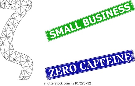 Imagen de símbolo triangular Zeta griega en minúscula y estampillas de textura de rectángulo azul y verde para pequeñas empresas. La imagen de malla de la malla se ha diseñado con el pictograma del símbolo de la minúscula griega Zeta.