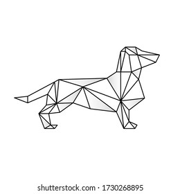 Triangulate dog geometric style vector. Contour for tattoo, emblem, logo and design element. Hand drawn sketch of a dachshund