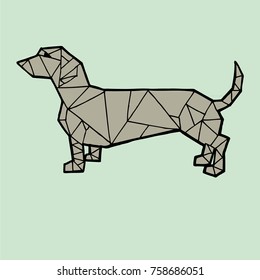 Triangulate dog geometric style vector. Dachshund graphic design abstract background.