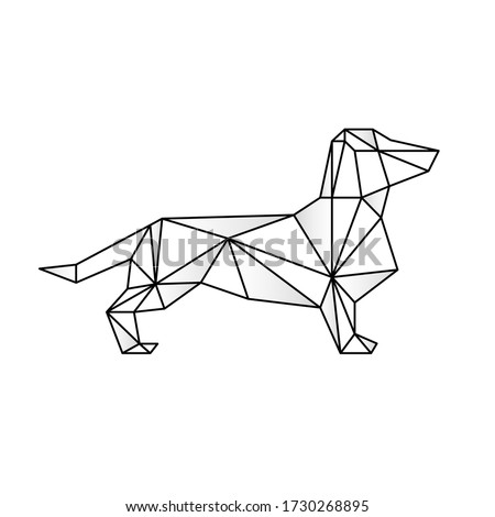 Triangulate dog geometric style vector. Contour for tattoo, emblem, logo and design element. Hand drawn sketch of a dachshund