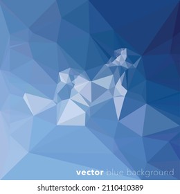 triangulated abstract background in blue colors, colorful smooth template, editable vector illustration