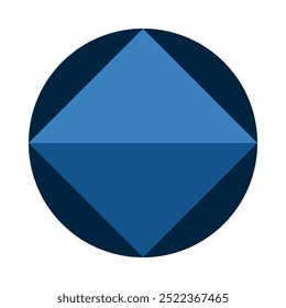 Triangulated circle shape blue shades icon. Triangles inside a round symbol. Isolated on a white background.