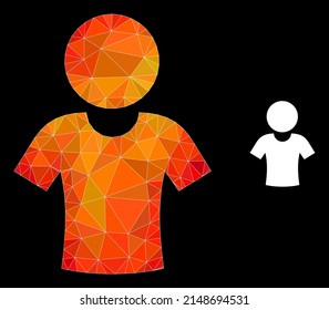 Triangulated fire vibrant boy polygonal icon illustration. Polygonal boy vector is filled with random vibrant triangles.