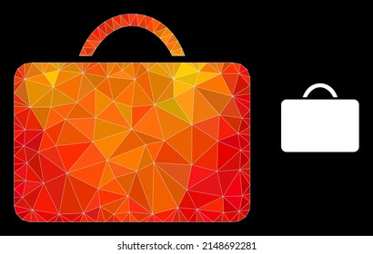Triangulated flame colorful case polygonal icon illustration. Polygonal case vector is combined of chaotic vibrant triangles.