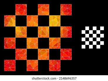  Triangulated flame vibrant chess board polygonal icon illustration. Polygonal chess board vector is combined with randomized vibrant triangles.
