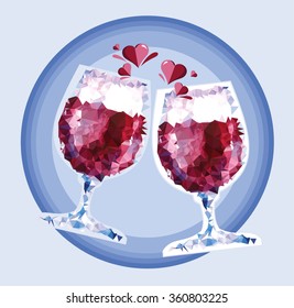 triangulated glasses round background