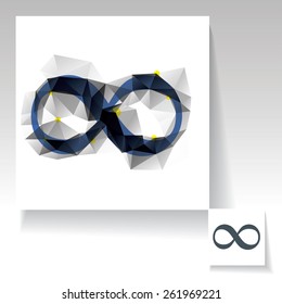 Triangulated infinite symbol with constellation style composition and simple design. Dropped shadow is made using blend.