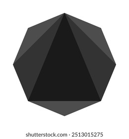 Forma de octágono triangulado negro, icono gris. Un símbolo octogonal de ocho lados. Aislado en un fondo blanco.