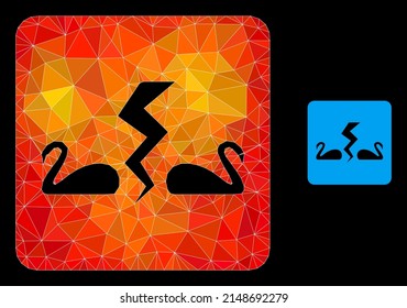 Triangulated orange colored divorce swans polygonal 2d illustration. Polygonal divorce swans vector designed of randomized colored triangles.