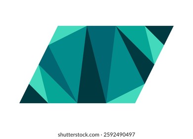 Triangulated parallelogram shape, teal shades icon. A quadrilateral symbol with internal triangles. Isolated on a white background.